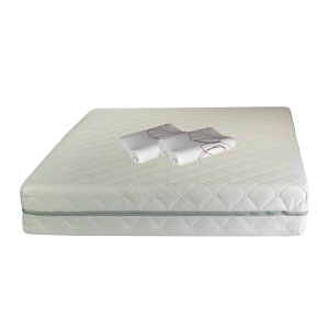 Set Saltea ortopedica, Terra Standard Spring Comfort 180x200x26cm, plasa arcuri Bonell, husa detasabila tricot, fermitate mediu spre tare, Saltsib plus 2 perne ortopedice memory SB 52x32 cm, husa lavabila la 40 C