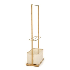 Stender pentru umerase cu spatiu depozitare HM WU31, lemn, metal cromat, natur - Img 2