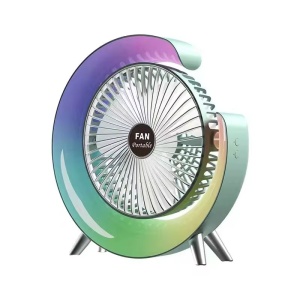 Ventilator portabil 5W, incarcare USB-C, 3 viteze, 5 moduri iluminare, unghi reglabil, diverse culori - Img 1