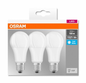 3 Becuri LED Osram Base Classic A, E27, 13W (100W), 1521 lm,lumina neutra (4000K)