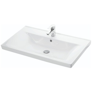 Baza si lavoar ceramic GN0541, mobilier baie stativ 80 cm, front MDF, 3 usi, 4 rafturi, balamale soft close, picioare cromate reglabile, alb - Img 3