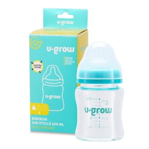 Biberon de sticla 120 ml+2 tetine extra, U-Grow - Img 4