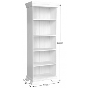 Biblioteca VMR1, cu 4 rafturi, Pal Melaminat, cu elemente din MDF, Alb Antichizat - Img 3