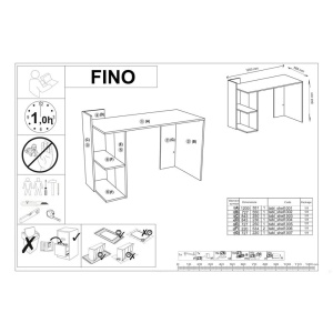 Birou HM Fino, 2 rafturi, PAL melaminat, 122x57x85 cm, stejar auriu alb - Img 2