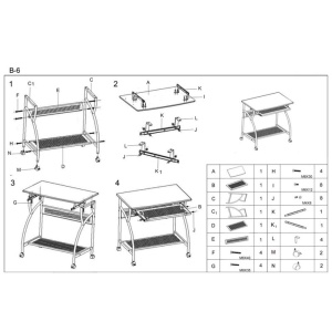 Birou metalic HM B6, blat MDF, polita glisanta tastatura, raft calculator, 80x50x76 cm, fag - Img 2
