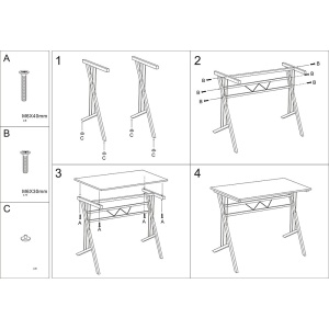 Birou SL B120, cadru metalic, blat MDF, robust, 80x51x72 cm, alb - Img 3
