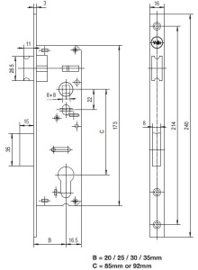 Broasca ingropata, usa PVC, 20 x 92 mm, Yale - Img 2