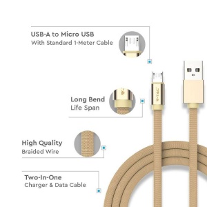 Cablu de date si incarcare MicroUSB auriu Ruby - Img 2