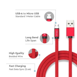 Cablu de date si incarcare MicroUSB rosu Ruby - Img 2