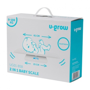 Cantar digital corporal 2in1 pentru bebe si mama, U-Grow, Display LED, blueetoth, Auto off, Functie Tara, 100kg, Alb - Img 7