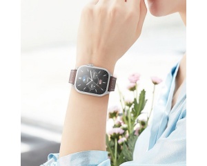 Ceas inteligent, smartwatch, functie apel, ecran 2.03 inch, 128 mb, 300 mAh, curea piele ecologica, Hoco Y17, Argintiu - Img 3