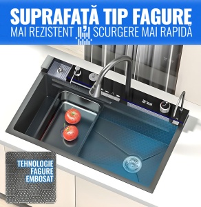 Chiuveta smart, multifunctionala, display LED, robinet apa filtrata, sistem spalare pahare, cap robinet retractabil, SC021, iHunt - Img 4