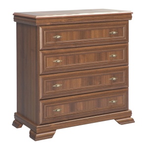 Comoda dormitor VM2, Pal Melaminat, cu 4 sertare, cu elemente din MDF, Nuc - Img 2