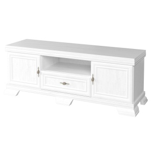 Comoda living VMT2, Pal Melaminat, cu 2 usi, sertar, cu elemente din MDF, Alb Antichizat - Img 2