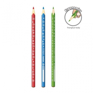 Creioane colorate, 24 culori, grosime mina 3 mm, triunghiulare
