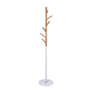 Cuier pom HM W53, vertical, metal lemn, 6 agatatori, alb fag