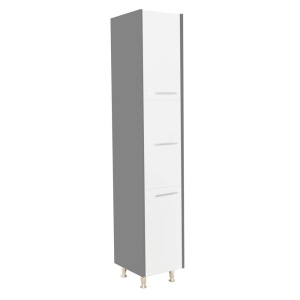 Dulap baie tip coloana GN0201, Pal lucios, 6 rafturi, 3 usi, picioare reglabile, 30x30x180 cm, alb antracit - Img 2