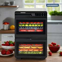 FOOD DEHYDRATOR HEINNER DUALDRY PRO HFD-KDDB1200BKSS, 1000-1200W, LED DISPLAY, DUAL STORAGE WITH AIRFLOW SYSTEM (FAN INSIDE EACH COMPARTMENT), 12 STAINLESS STEEL TRAYS, 2 FRUIT ROLL TRAYS, 2 MESH SHEETS, TEMPERATURE: 35-80 ℃, TIMER: 30 MIN - 48H, - Img 12