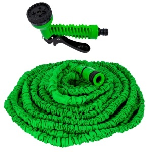 Furtun de gradina, 15 m, extensibil, pistol multifunctional, Verde