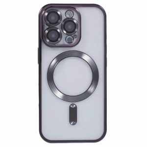 Husa silicon iPhone 15 Pro Max, MagSafe, ElectroEdge, transparenta cu margini negre - Img 1