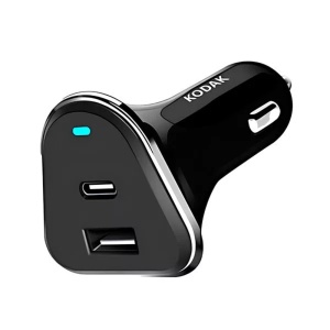 Incarcator auto Kodak 2 porturi, USB si USB Tip-C - Incarcare rapida