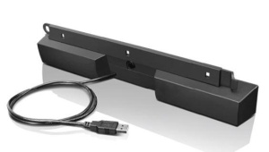 Lenovo USB Soundbar, Compatible with most Lenovo ThinkVision monitors Dual Speaker support with 1.25+1.25 total watts of output Audio volume controlled directly from the soundbar, Volume+ / volume- / mute button, Audio is linked to PC audio control, - Img 2