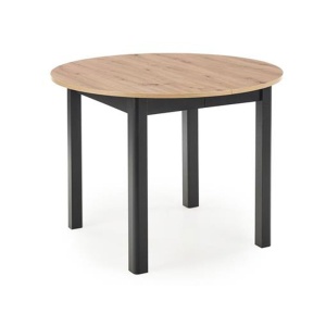 Masa bucatarie si living extensibila HM Ringo, blat MDF, 6 persoane, 102-142x102x76 cm, stejar negru
