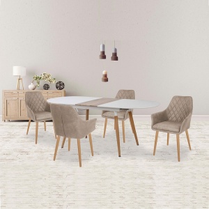 Masa extensibila living HM Caliber, blat MDF, structura metalica, 160-200x90x76 cm, Stejar San Remo - Img 2