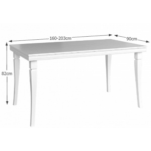 Masa living extensibila VM, Pal melaminat, 8 persoane, 160-203x90x82 cm, Alb Antichizat - Img 3