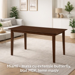 Masa living si bucatarie extensibila Miami, MDF, structura lemn masiv, 6 persoane, 120 150 x 80 x 73.8 cm, nuc - Img 2