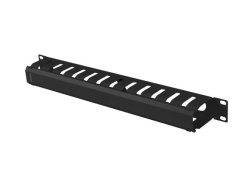 Metal cable management Lanberg 19" 1 U, RAL color RAL9004 negru
