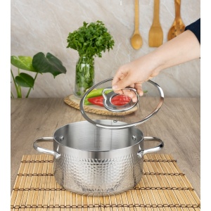 Oala cu capac de sticla, diametru 20 cm, 2.5 litri, 3 straturi, invelis antiaderent, ZLN-1313, Zilan - Img 2