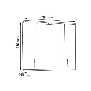 Oglinda baie cu dulap GN0201, dreptunghiulara, PAL Lucios, iluminare led, 4 rafturi, 80 cm, alb - Img 3
