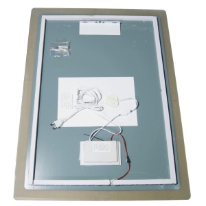 Oglinda baie GNMD21 cu iluminare LED, functie dezaburire, ceas si termometru, 60 cm, suspendata, alb - Img 3
