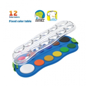 Paleta acuarele, 12 culori, 28 mm, 40 mm, pensula inclusa