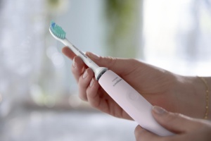 Periuta de dinti sonica electrica PHILIPS Sonicare Seria 2100 HX3651/11, 31000 miscari/minut, Cronometru Quadpacer si SmarTimer, Design ergonomic subţire, 1 capat de periere, Roz, L x A x I (mm) 109x63x220 - Img 4
