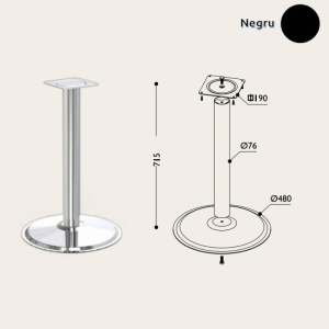 Picior central D76 H710 negru