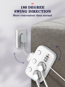 Prelungitor tip priza cu protectie Serioux Quick Charge 3.0, parametri nominali: 2500W-10A(Max) 250V, Intrare: AC100-250V 10A 50/60HZ , Ieșire PD: 5V=3A 9V=2.22A 12V=1.67A 20W (MAX), Ieșire QC: 5V-3A 9V=2A 12V=1.5A 18W (MAX) , Ieșire Auto-ID: 5V-2.4A - Img 7