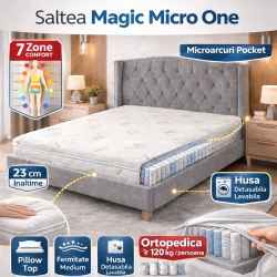 Saltea ortopedica Magic Micro One 180x200x23 cm, arcuri pocket, 7 zone confort, husa detasabila tricot, fermitate medie - Img 2