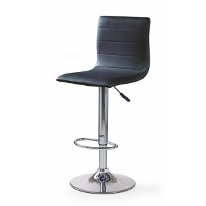 Scaun bar HM H21, Piele ecologica, Inaltime ajustabila, Cu spatar, Rotativ, 90 kg, Negru - Img 2