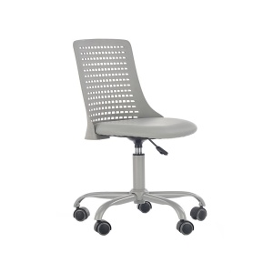 Scaun birou copii din polipropilena HM Pure, piele ecologica, baza vopsita, inaltime reglabila, roti pivotante, 80 kg, gri - Img 1