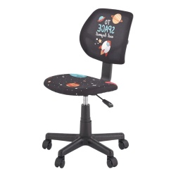 Scaun birou copii HM Bingo, stofa, baza polipropilena, inaltime reglabila, rotatie 360 , 70 kg, negru - Img 2