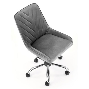 Scaun birou copii HM Rico, ergonomic, stofa tip catifea, cadru polipropilena, 100 kg, gri - Img 3