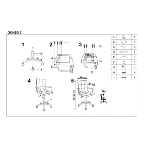 Scaun birou ergonomic, HM Gonzo 2, cadru cromat, tapiterie piele ecologica, mecanism de balans, roti pivotante, 90 kg, mov - Img 3