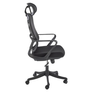 Scaun birou ergonomic HM Vesuvio, mesh, mecanism balans, baza polipropilena, suport lombar, tetiera ajustabila,100 kg, negru - Img 3