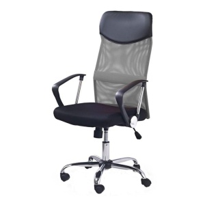 Scaun birou HM Vire, Mesh, Ergonomic, Cadru Metal, Tetiera cu piele ecologica, Inaltime ajustabila, Mecanism balansare, 100 Kg, Gri - Img 2