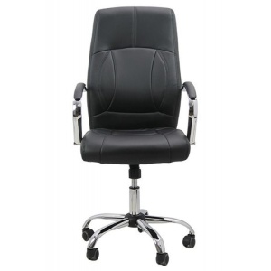 Scaun birou OFF 331, mecanism inclinare, piele ecologica, baza cromata, 110 kg, negru - Img 2