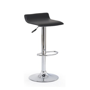 Scaun de bar HM H1, Cadru cromat, Piele ecologica, Rotativ, Suport picioare, Inaltime ajustabila, 102 kg, 84x40x39 cm, Negru