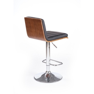 Scaun de bar HM H31, Piele ecologica, Baza cromata, Inaltime ajustabila, Rotativ, Suport picioare, 90 kg, Negru - Img 3