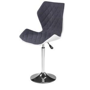 Scaun de bar HM Matrix 2, Ergonomic, Baza fixa, Cadru Cromat, Stofa Piele ecologica, Inaltime ajustabila, Rotativ, 100 Kg, Alb Gri - Img 2